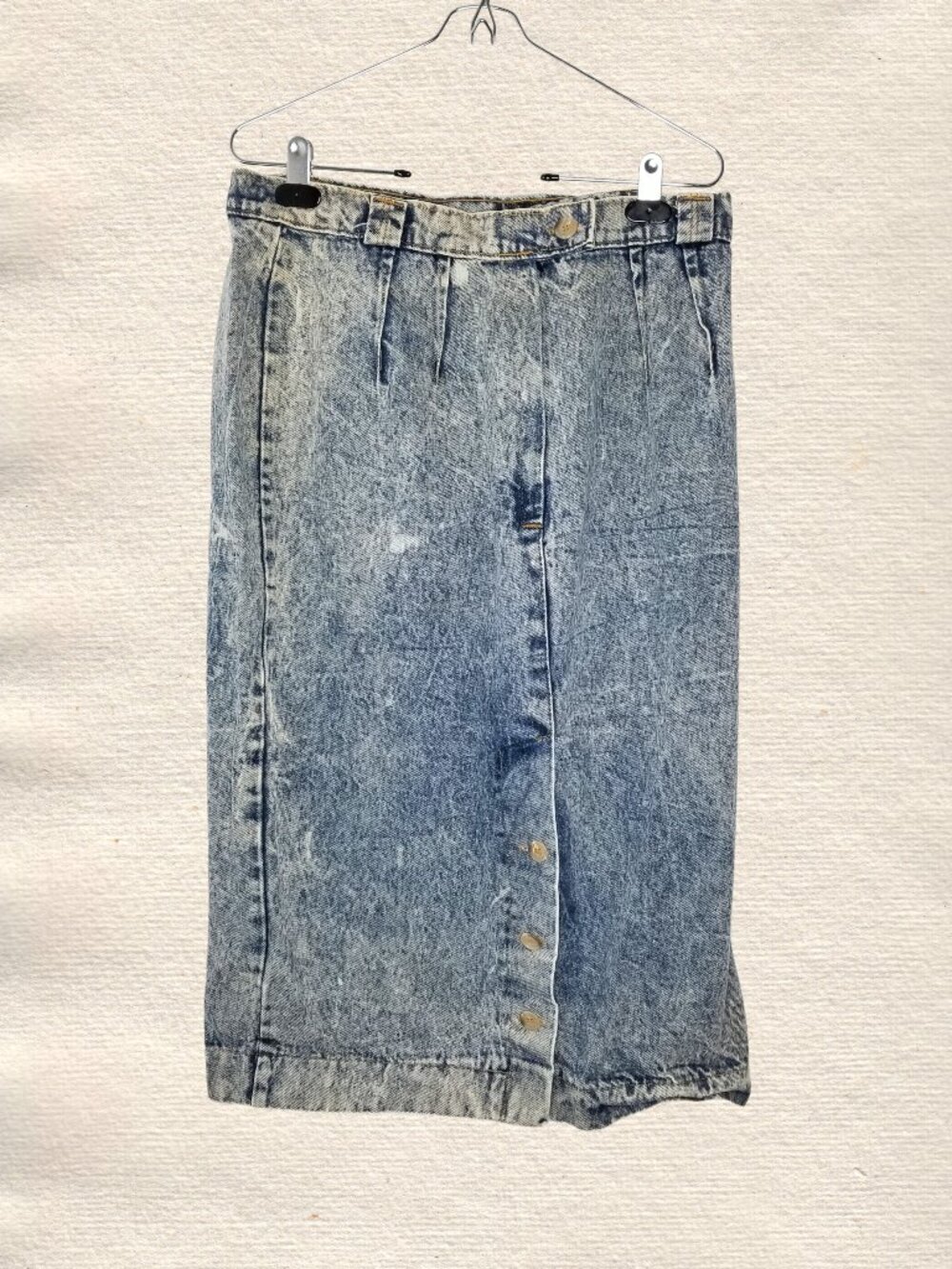 1980s Vintage Venezia Acid-Washed Denim Skirt, Size 18